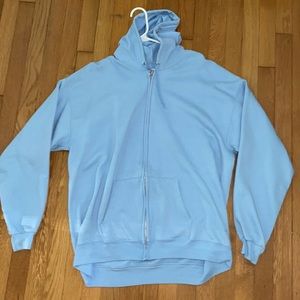 Zip up light blue Hanes hoodie